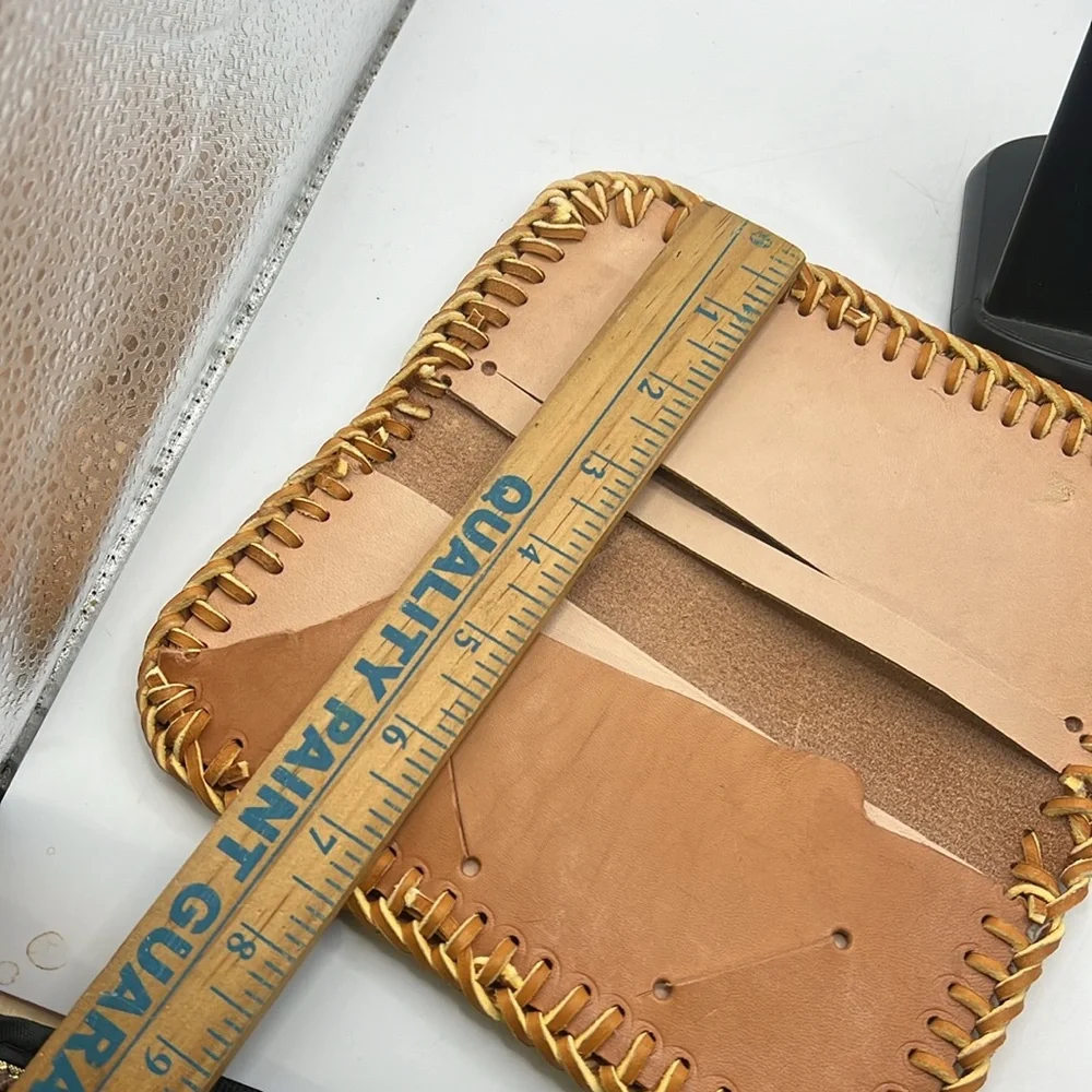 Tooled Leather Wallet Case Checkbook Receipt Coupons Business Cards Key Holder